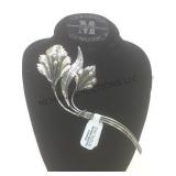 Sterling  flower brooch