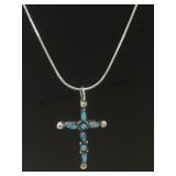 Sterling & turquoise cross necklace