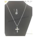 Sterling cross necklace & sterling cat pendant