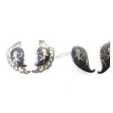 2 pairs of sterling Siamese style clip on