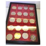 Tray of casino tokens & brothel coins