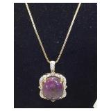 Sterling chain wStar Ruby & WhitebSapphire