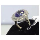 14k gold & cast tanzanite & diamond ring, size