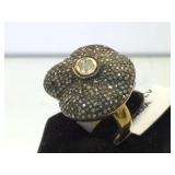 Sterling & Diamond ring wgold accent, size5, w/