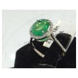 18k gold Emerald & Diamond ring, size 5.5, w/