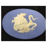 Vintage wedge wood style carved Medusa brooch