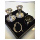 Weighted sterling candle holders, sterling cup &
