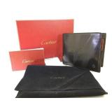 Cartier Pasha Roman Numeral black leather wallet,