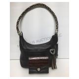 Brighton black leather hobo bag w/ wallet.