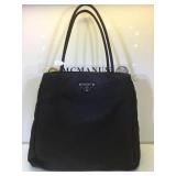 Prada black tessuto open top tote, made in Italy.