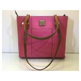 Dooney & Bourke fuschia leather shoulder tote w/