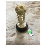 2 pc Carved Ivory Bone  Mystery Ball on Elephant