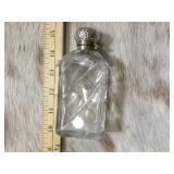 Antique cut glass scent bottle, Sterling locking