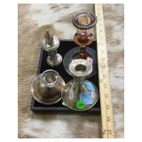 2 sterling weighted candlesticks, sterling rimmed