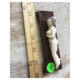 Antique Ivory Physicians nude lady on wood stand,
