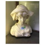 Antique Alabaster carving of a young girl, signed