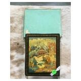 Scandinavian lacquered hinged box, 5.75 x 7 in.,