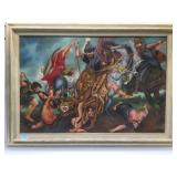 Framed original Martinez oil on canvas, 43 x 31.