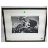 Framed Thomas Benton print Fire In The Barnyard