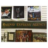 Large antique porcelain over tin Railway Express