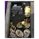 Ammo , pouches, clips etc, mixed badges,  etc,