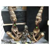 Group of hand carved  Wood tribal figures