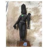 18 in. Bronze Indian goddess, on wood base,local