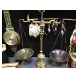 Large metal and brass hanging scale 34 inches