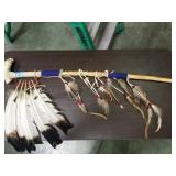 Wooden and antler peace pipe and antler shaman