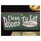 Vintage room rental hand painted wooden sign
