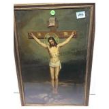 Antique crucifixion painting - no signature 15x22