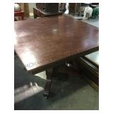 Antique table  on pedestal base, w/ 3 extensions,