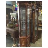 Hexagonal display curio cabinet with MOP inlay