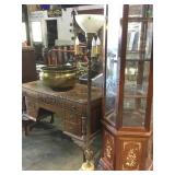 Floor standing torchiere lamp w/ onyx base