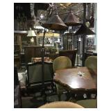 Triple lamp floor standing adjustable lamps,