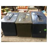 3 metal ammo boxes, & empty cartridges