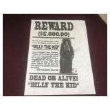 Billy The Kid Wanted poster reproduction
