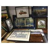 Large lot of assorted framed artwork, prints and