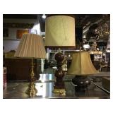 3 vintage table lamps with shades local pick up
