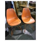 Pair of vintage metal orange chairs local pick up