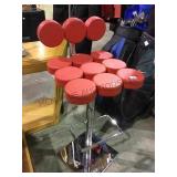 Modern red and chrome padded stool local pickup