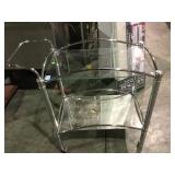 Chrome and glass rolling serving cart with mirror