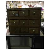 Vintage wooden recipe index with 9 drawers local