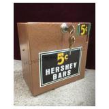 Hershey Bars 5 cent dispenser, with key, vintage,