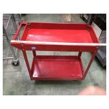 Red rolling metal cart, 33 in L. ,local pickup