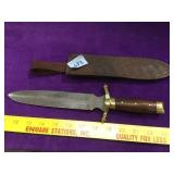 Knife w/ sheath, Damascus blade, 12.5 inch L. ,