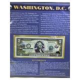 2009 colorized Washington DC  $2 FRN, W/ history