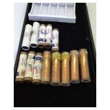 11 rolls of Bu pennies & 2 rolls of Bu nickels