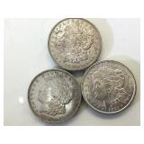 1921 & 2- 1921-D Morgan Silver Dollars, 3 x $