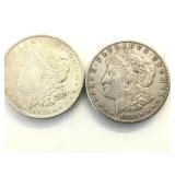 1921 & 1921-S Morgan Silver Dollars, 2 x $